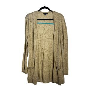Westbound Womens XL Tan Cotton Space Dye Open Front Longline Cardigan Sweater